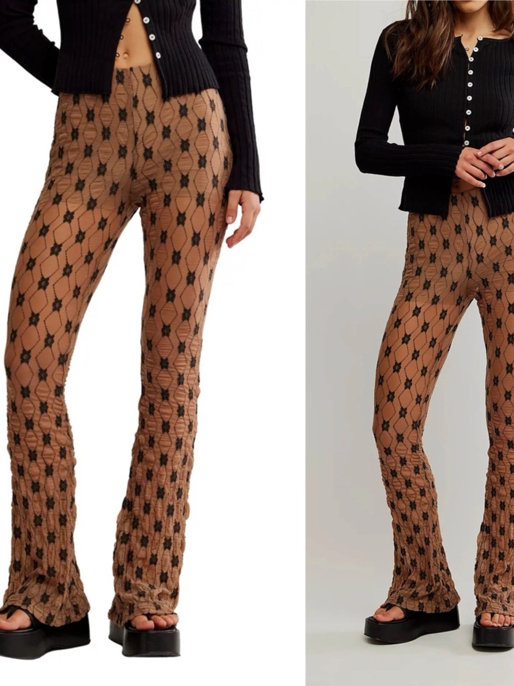 Free People Margot Lace Overlay Flared Pants🔥NWOT - Picture 1 of 11